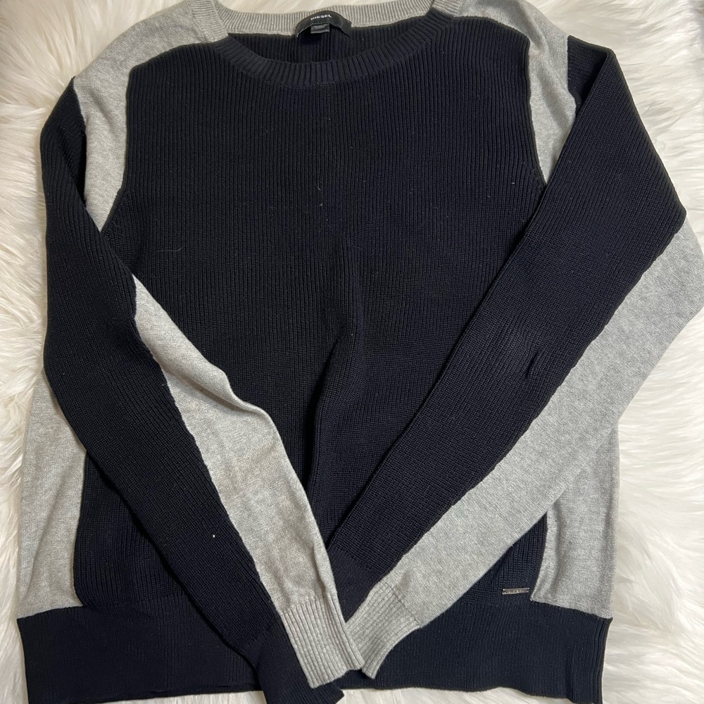 Diesel Black and Gray Crewneck Sweater